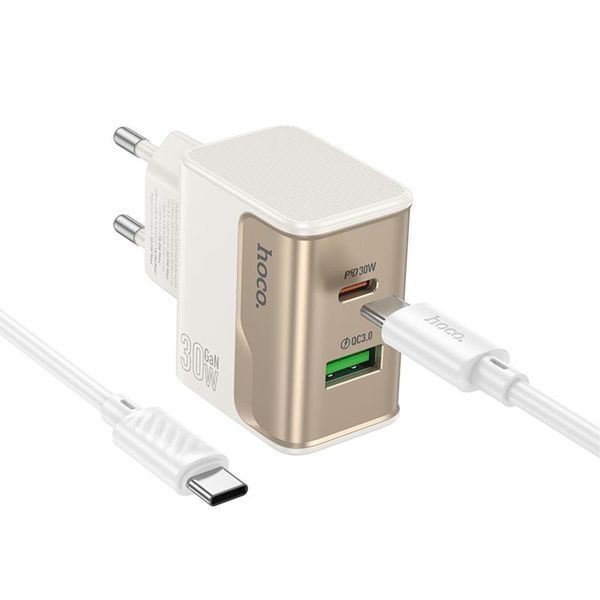 МЗП Hoco CS73A Star Speed PD30W+QC3.0 (1USB-A/1C) + кабель Type-C to Type-C 79074 фото