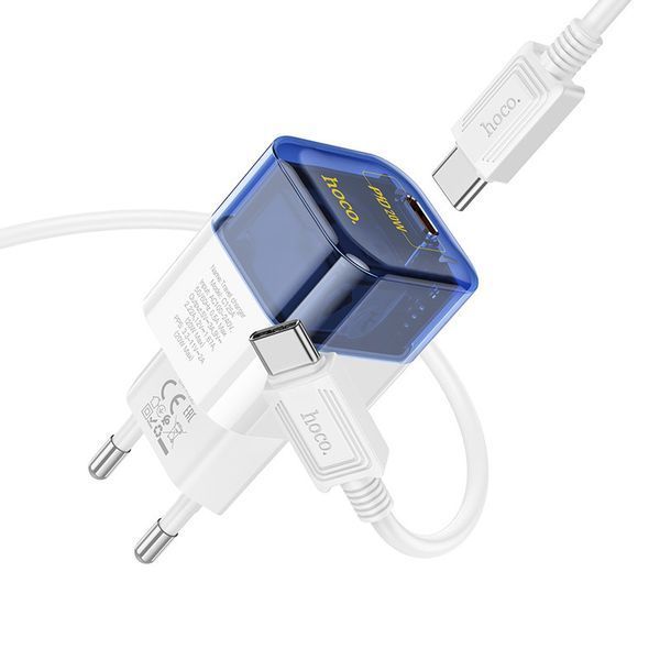МЗП Hoco C125A Transparent PD20W (1USB-C) + кабель Type-C to Type-C 69094 фото