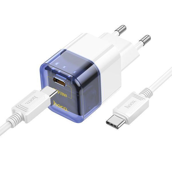 МЗП Hoco C125A Transparent PD20W (1USB-C) + кабель Type-C to Type-C 69094 фото