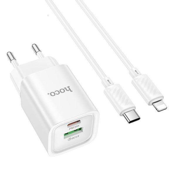 МЗП Hoco C149A Charm PD30W+QC3.0 (1USB-A/1C) + кабель Type-C to Lightning 73398 фото