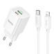 МЗП Hoco C149A Charm PD30W+QC3.0 (1USB-A/1C) + кабель Type-C to Lightning 73398 фото 1