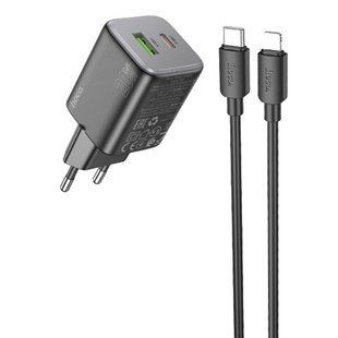 МЗП Hoco N41 Almighty PD20W+QC3.0 (1USB-A/1C) + кабель Type-C to Lightning 71103 фото