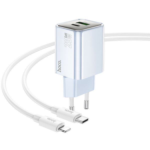 МЗП Hoco N46 Glorious PD20W+QC3.0 (1USB-A/1C) + кабель Type-C to Lightning 73952 фото