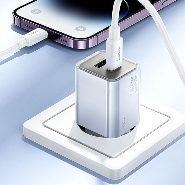 МЗП Hoco N46 Glorious PD20W+QC3.0 (1USB-A/1C) + кабель Type-C to Lightning 73952 фото