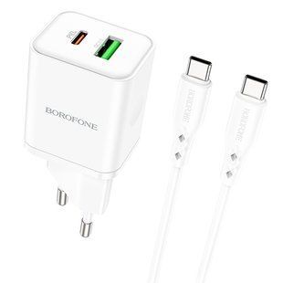 МЗП Borofone BN7 PD20W+QC3.0 (1USB-A/1C) + кабель Type-C to Type-C 75035 фото