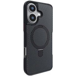 TPU+PC чохол Metal Buttons with MagSafe Carbon Ring для Apple iPhone 16 (6.1") 73487 фото
