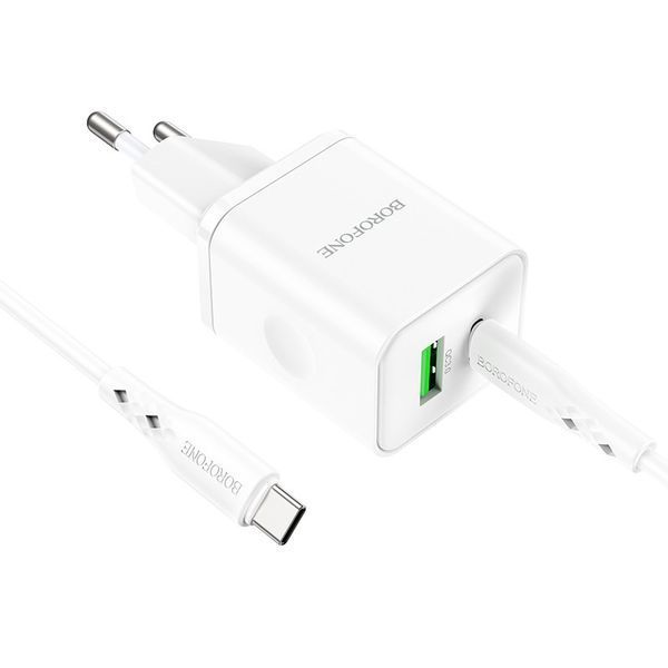 МЗП Borofone BN7 PD20W+QC3.0 (1USB-A/1C) + кабель Type-C to Type-C 75035 фото