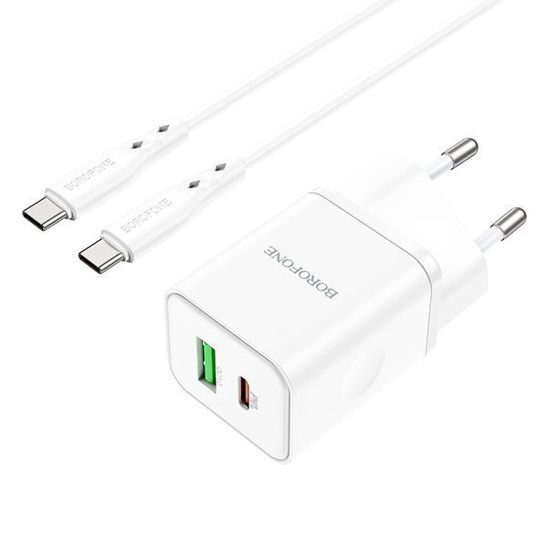 МЗП Borofone BN7 PD20W+QC3.0 (1USB-A/1C) + кабель Type-C to Type-C 75035 фото