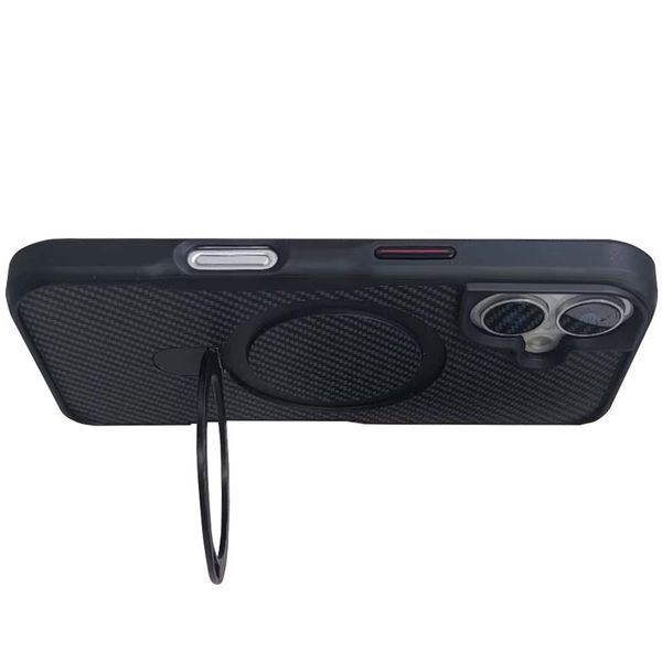 TPU+PC чохол Metal Buttons with MagSafe Carbon Ring для Apple iPhone 16 (6.1") 73487 фото