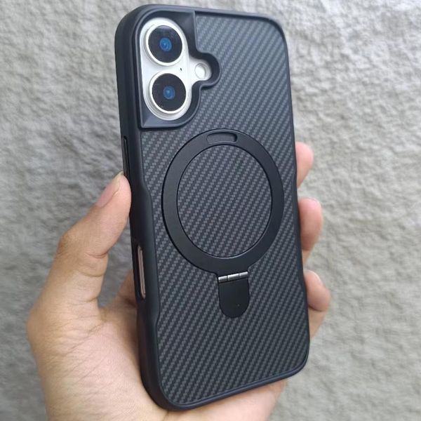 TPU+PC чохол Metal Buttons with MagSafe Carbon Ring для Apple iPhone 16 (6.1") 73487 фото