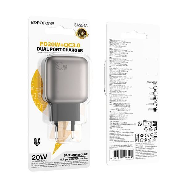 МЗП Borofone BAS54A Absolute PD20W+QC3.0 (1USB-A/1C) 75036 фото