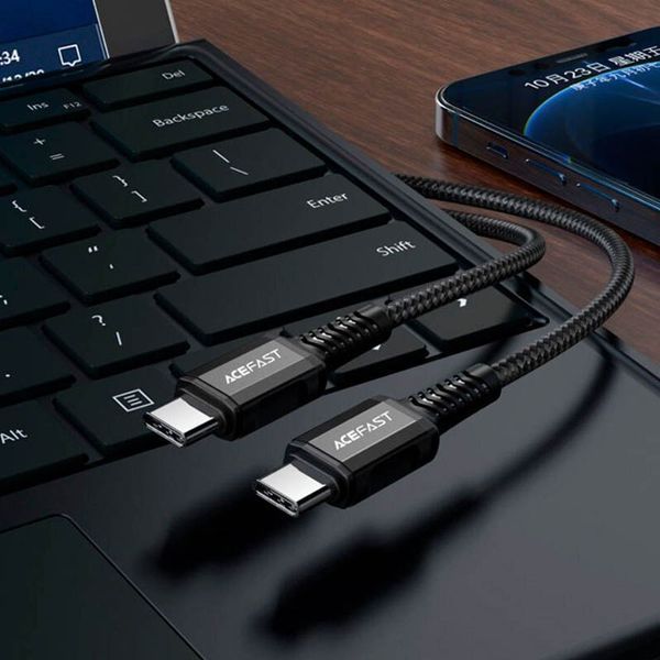 Дата кабель Acefast C1-09 USB-C to USB-C PD240W 40Gbps USB 4 aluminum alloy (1m) 66773 фото