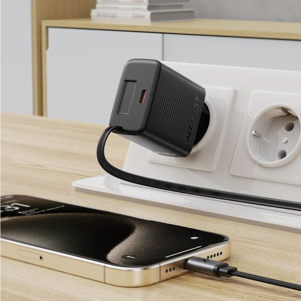МЗП Acefast A110 GaN With Retractable Cable Type-C PD30W (1USB-C) 78400 фото