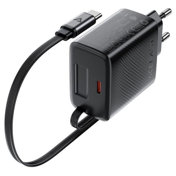 МЗП Acefast A110 GaN With Retractable Cable Type-C PD30W (1USB-C) 78400 фото