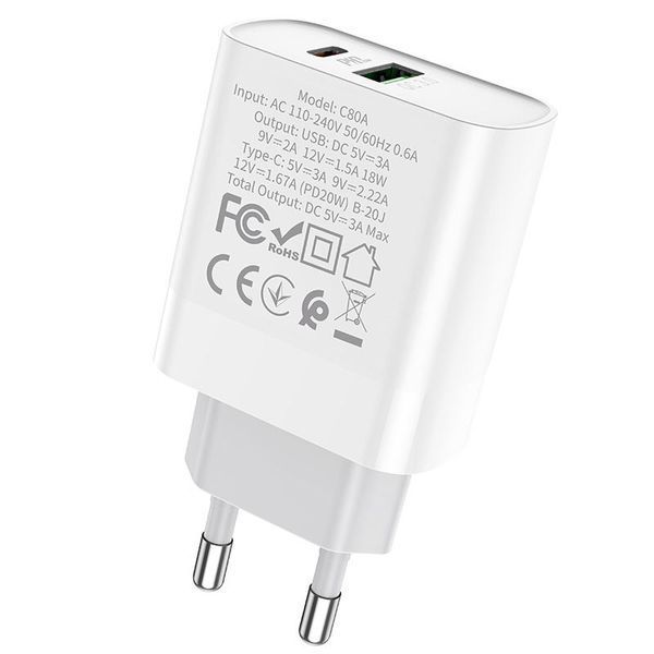 МЗП Hoco C80A Plus Rapido PD20W+QC3.0 (1USB-A/1C) 66097 фото