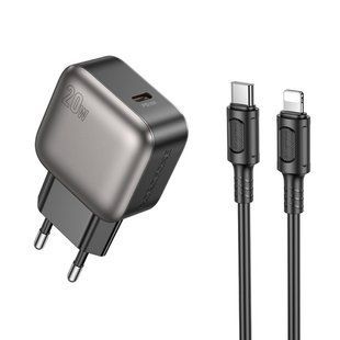 МЗП Borofone BAS53A Absolute PD20W (1USB-C) + кабель Type-C to Lightning 75037 фото