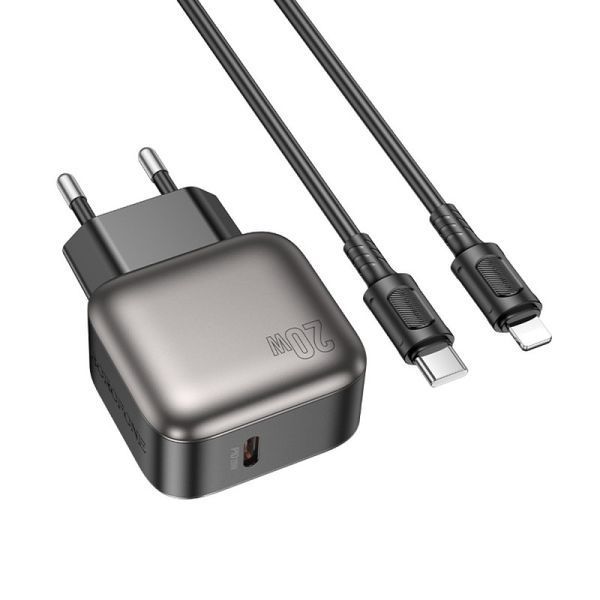 МЗП Borofone BAS53A Absolute PD20W (1USB-C) + кабель Type-C to Lightning 75037 фото
