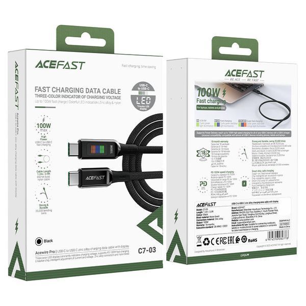 Дата кабель Acefast C7-03 USB-C to USB-C zinc alloy (1.2m) 68246 фото