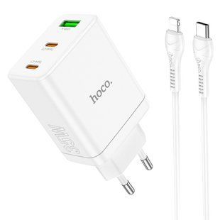 МЗП Hoco N33 Start PD35W (1USB-A/2C) + кабель Type-C to Lightning 71106 фото