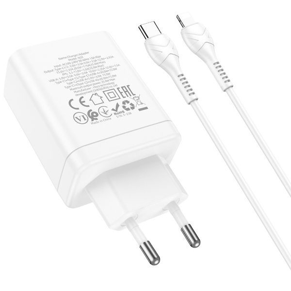 МЗП Hoco N33 Start PD35W (1USB-A/2C) + кабель Type-C to Lightning 71106 фото