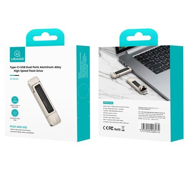 Флеш-накопичувач Usams US-ZB279 2in1 USB 3.2 + Type-C GEN1 Dual Ports Aluminum Alloy 10G &ndash; 256GB 78355 фото