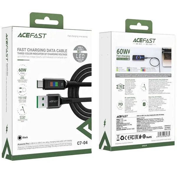 Дата кабель Acefast C7-04 USB-A to USB-C zinc alloy (1.2m) 68245 фото