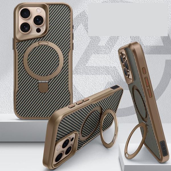 TPU+PC чохол Metal Buttons with MagSafe Carbon Ring для Apple iPhone 16 Pro (6.3") 73488 фото