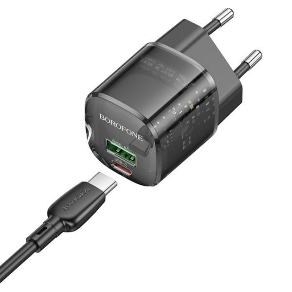 МЗП Borofone BN17 Sunlight PD20W+QC3.0 (1USB-A/1C) + кабель Type-C to Type-C 75043 фото