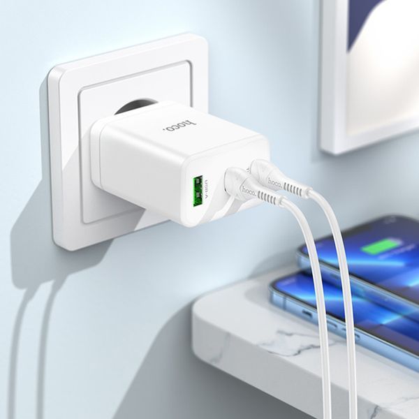 МЗП Hoco N33 Start PD35W (1USB-A/2C) + кабель Type-C to Lightning 71106 фото
