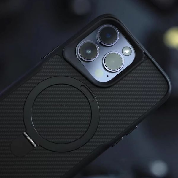 TPU+PC чохол Metal Buttons with MagSafe Carbon Ring для Apple iPhone 16 Pro Max (6.9") 73489 фото