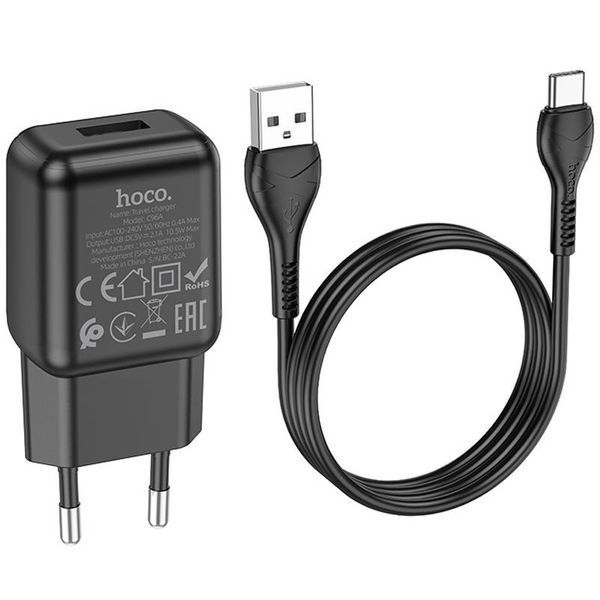 МЗП Hoco C96A (1USB/2.1A) + кабель USB to Type-C 81497 фото