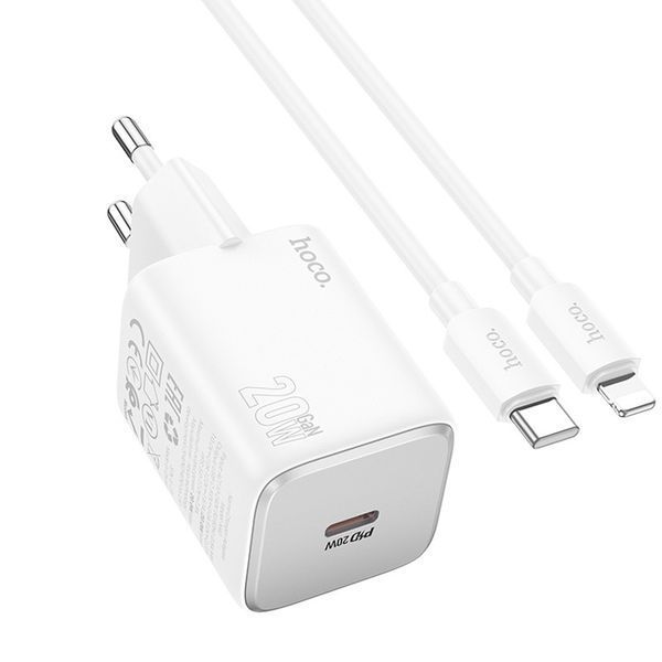 МЗП Hoco N40 Mighty PD20W (1USB-C) + кабель Type-C to Lightning 69107 фото