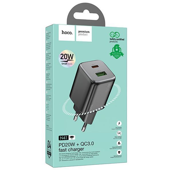 МЗП Hoco N41 Almighty PD20W+QC3.0 (1USB-A/1C) 71120 фото