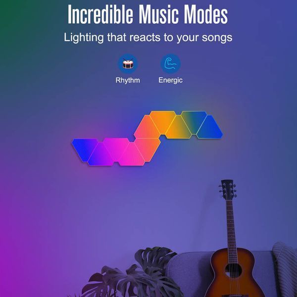 Настінний світильник Smart Triangular Quantum Light SAL-012B Bluetooth USB interface with app 10pcs 69974 фото