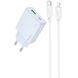 МЗП Hoco C142A Direct PD20W+QC3.0 (1USB-A/1C) + кабель Type-C to Lightning 79086 фото 1