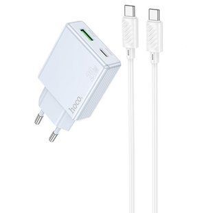 МЗП Hoco C142A Direct PD20W+QC3.0 (1USB-A/1C) + кабель Type-C to Type-C 79087 фото