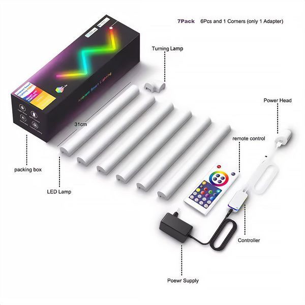 Настінний світильник Lines SAL-013B Bluetooth USB interface with app (6+1 pcs) 69975 фото