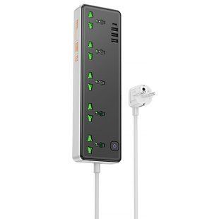 Подовжувач Hoco AC13A Safety Socket (3USB-A/1C/5xSocket) (1.5m) 82452 фото