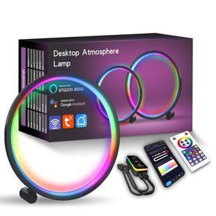 Настільна LED лампа RGB Intelligent circular atmosphere light Bluetooth USB with app 66427 фото