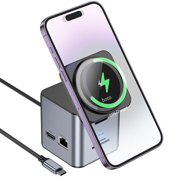 Перехідник HUB Hoco HB49 Effortless 9in1 100W з БЗП 74177 фото