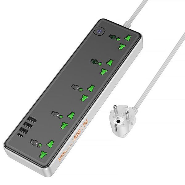 Подовжувач Hoco AC13A Safety Socket (3USB-A/1C/5xSocket) (1.5m) 82452 фото