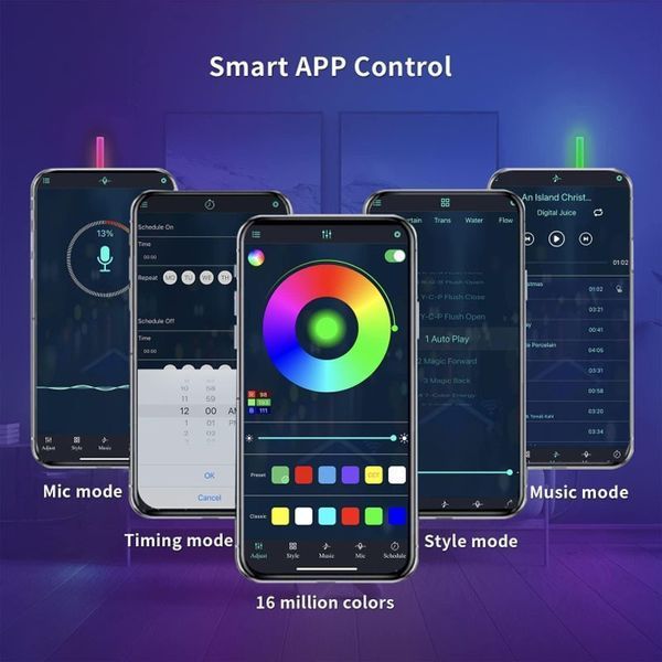 Настінний світильник Lines SAL-013B Bluetooth USB interface with app (6+2 pcs) 69976 фото