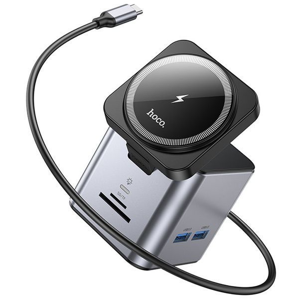 Перехідник HUB Hoco HB49 Effortless 9in1 100W з БЗП 74177 фото