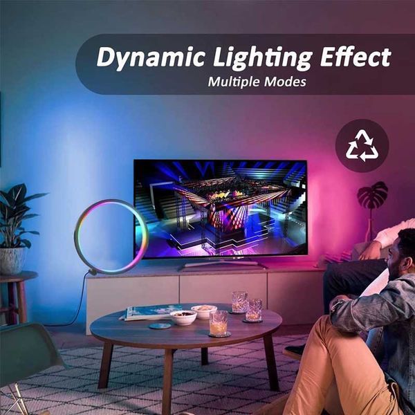 Настільна LED лампа RGB Intelligent circular atmosphere light Bluetooth USB with app 66427 фото