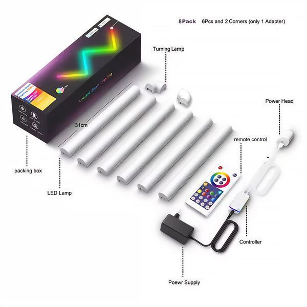 Настінний світильник Lines SAL-013B Bluetooth USB interface with app (6+2 pcs) 69976 фото