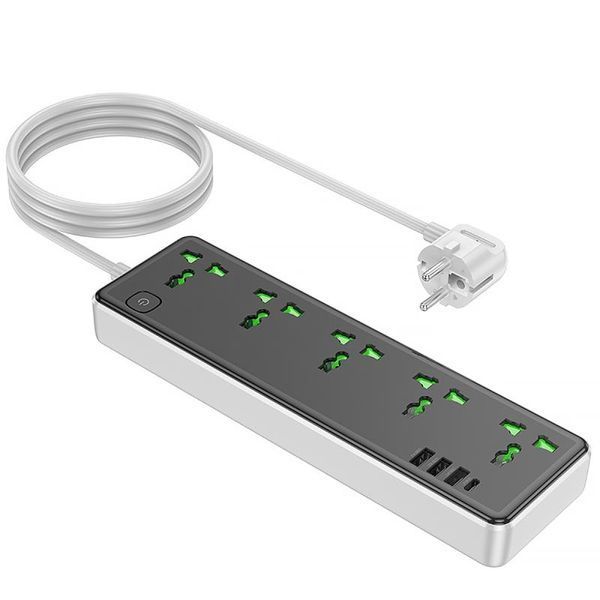 Подовжувач Hoco AC13A Safety Socket (3USB-A/1C/5xSocket) (1.5m) 82452 фото