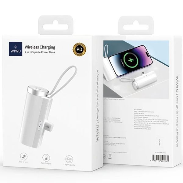 Портативний ЗП Power Bank WIWU W026 2 in 1 Type-C з БЗП For Apple Watch 15W 5000 mAh 71980 фото