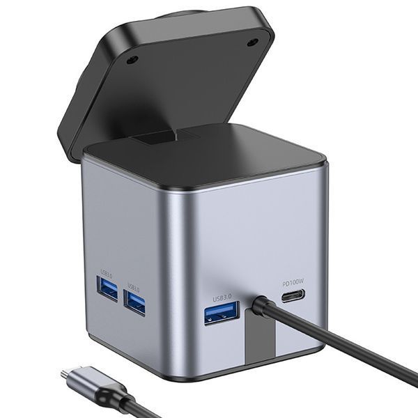 Перехідник HUB Hoco HB49 Effortless 9in1 100W з БЗП 74177 фото