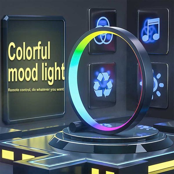 Настільна LED лампа RGB Intelligent circular atmosphere light Bluetooth USB with app 66427 фото