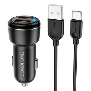 АЗП Borofone BZ17 Core QC3.0 3A (2USB-A) + кабель USB to Type-C 55341 фото